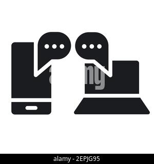 black and white icon of the social media chat and communication Stock Vector