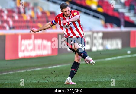 London, UK. 27th Feb, 2021. Henrik Dalsgaard of Brentford FC during the EFL Sky Bet Championship match between Brentford and Stoke City at Brentford Community Stadium, London, England on 27 February 2021. Photo by Phil Hutchinson. Editorial use only, license required for commercial use. No use in betting, games or a single club/league/player publications. Credit: UK Sports Pics Ltd/Alamy Live News Stock Photo