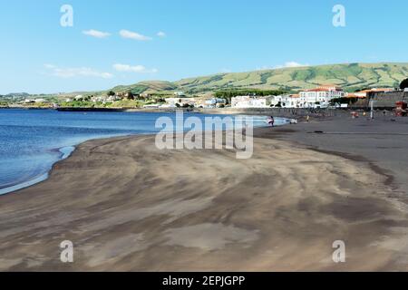 Beach in Praia da Vitoria, Terceira, Azures Stock Photo