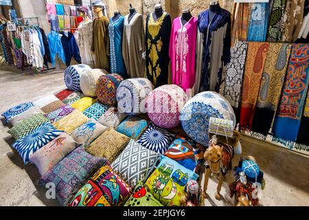 The traditional Arab style bazaar at Dubai Old Souq, DUBAI United Arab Emirates. 25-December-2020. Stock Photo