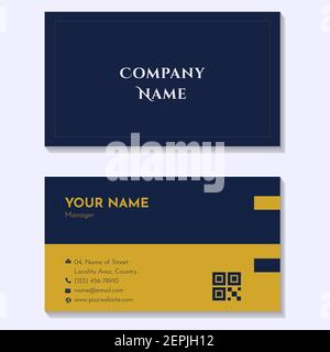 Simple minimalistic professional looking horizontal business color in dark blue and yellow for office stationery and business purpose use Stock Vector