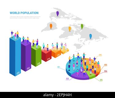 Human demographic population infographic, chart bars percentage ...