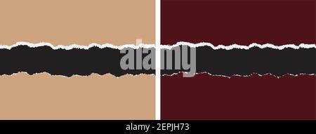 Torn paper vector background in brown and maroon color for notes, presentation, books, notepad cover Stock Vector