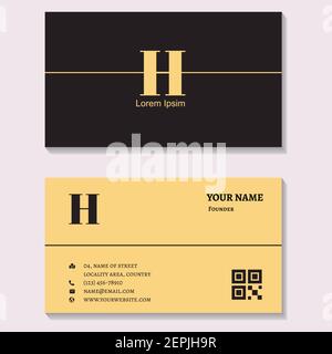 Vintage style two sided business visiting card in dark brown and ivory color ideal for hotel business Stock Vector