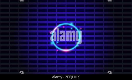Neon light circle on grill vector background for computer, technology, futuristic looks Stock Vector