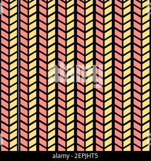 Herringbone pattern in red yellow and black color for texture, print, templates Stock Vector