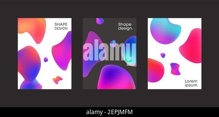 Abstract liquid colored shapes background. Pink futuristic design with blue drops and geometric. Stock Vector