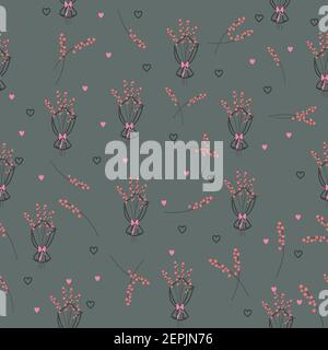 Flower bouquets and flower stems falling seamless pattern Stock Vector