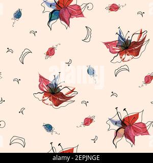 Abstract water colour flowers seamless pattern Stock Vector