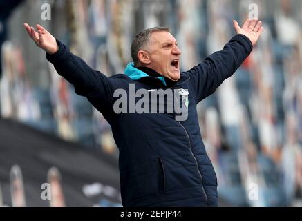 Ewood Park, Blackburn, Lancashire, UK. 27th Feb, 2021. English Football League Championship Football, Blackburn Rovers versus Coventry City; Blackburn Rovers manager Tony Mowbray vents his frustration Credit: Action Plus Sports/Alamy Live News Stock Photo