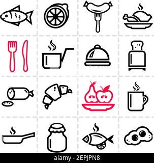 Outline food icons vector set Stock Vector