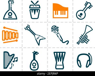 audio line icons Stock Vector