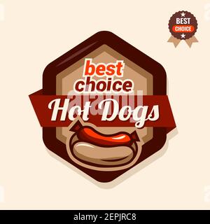 Set of badge, label, logo, icons design templates for american hotdog. Stock Vector