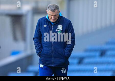 Blackburn, UK. 27th Feb, 2021. Tony Mowbray Blackburn Rovers Manager looks down to the ground in Blackburn, UK on 2/27/2021. (Photo by Conor Molloy/News Images/Sipa USA) Credit: Sipa USA/Alamy Live News Stock Photo