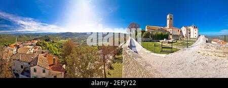 Motovun. Idyllic hill town of Motovun and Mirna river valley panoramic view. Istria region of Croatia Stock Photo
