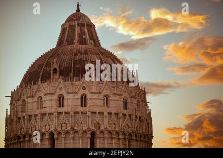 with Baptistery of San Giovanni in Pisa, Italy. Stock Photo