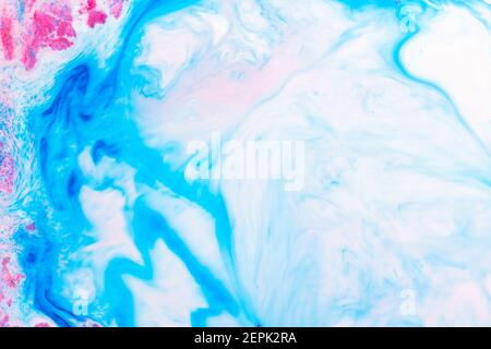 Abstract ink design template mixed texture background. Blue abstract texture. Multicolored liquid marble pattern. Fluid Art Stock Photo