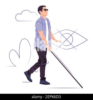 Vector blind man in shadow of sharp lines style Stock Vector