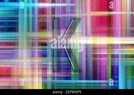 Kappa sign. Kappa letter, Greek alphabet Symbol, colorful checkered background Stock Photo