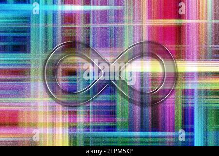 Infinity symbol, Eternal, Endless, Infinity sign, colorful checkered background Stock Photo