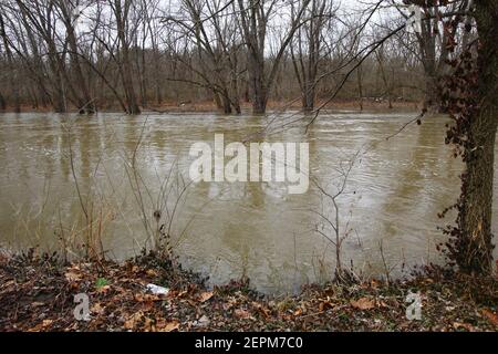 Olentangy River Flooding in River, Ohio Stock Photo