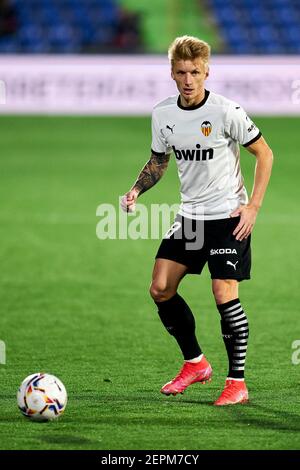 Getafe, Madrid, Spain. 27th Feb, 2021. Daniel Wass of Valencia CF during La Liga match between Getafe CF and Valencia CF at Coliseum Alfonso Perez in Getafe, Spain. February 27, 2021. Credit: Angel Perez/ZUMA Wire/Alamy Live News Stock Photo