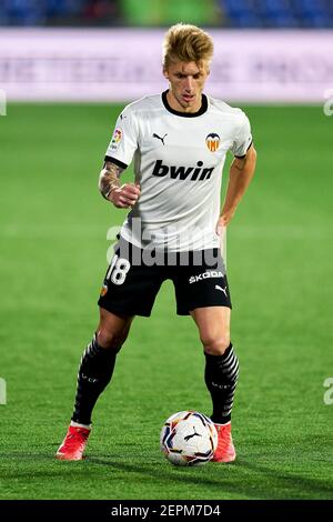 Getafe, Madrid, Spain. 27th Feb, 2021. Daniel Wass of Valencia CF during La Liga match between Getafe CF and Valencia CF at Coliseum Alfonso Perez in Getafe, Spain. February 27, 2021. Credit: Angel Perez/ZUMA Wire/Alamy Live News Stock Photo