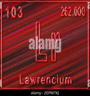 Lawrencium chemical element, Sign with atomic number and atomic weight, Periodic Table Element Stock Photo