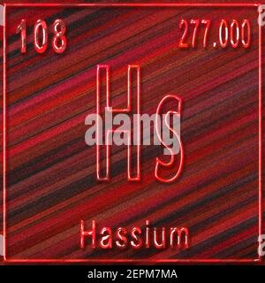 Hassium chemical element, Sign with atomic number and atomic weight ...
