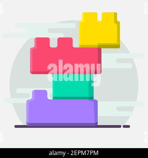 brick toy vector illustration in flat style Stock Vector