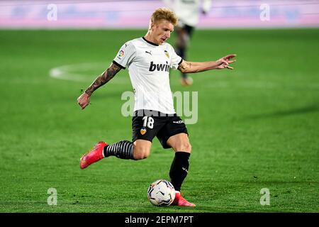 Getafe, Madrid, Spain. 27th Feb, 2021. Daniel Wass of Valencia CF during La Liga match between Getafe CF and Valencia CF at Coliseum Alfonso Perez in Getafe, Spain. February 27, 2021. Credit: Angel Perez/ZUMA Wire/Alamy Live News Stock Photo