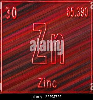 Zinc chemical element, Sign with atomic number and atomic weight, Periodic Table Element Stock Photo