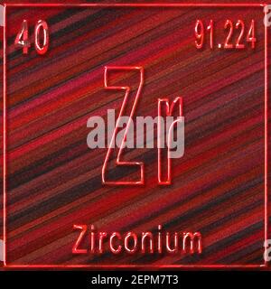 Zirconium chemical element, Sign with atomic number and atomic weight, Periodic Table Element Stock Photo