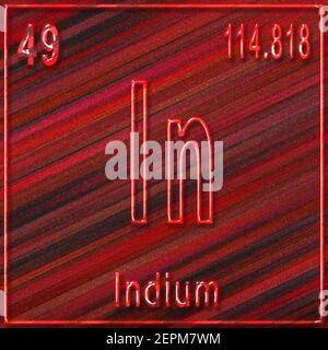 Indium chemical element, Sign with atomic number and atomic weight, Periodic Table Element Stock Photo