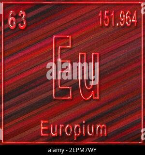 Europium chemical element, Sign with atomic number and atomic weight, Periodic Table Element Stock Photo