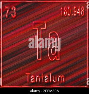 Tantalum chemical element, Sign with atomic number and atomic weight, Periodic Table Element Stock Photo