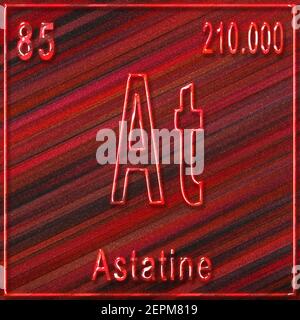 Astatine chemical element, Sign with atomic number and atomic weight, Periodic Table Element Stock Photo