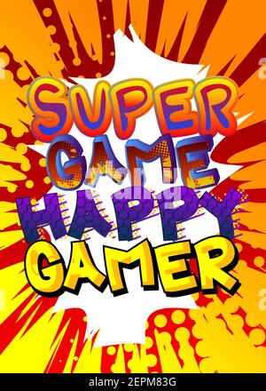 Pc or Console gaming, Gamer related words, quote on Comic book style background. Poster, banner, template. Cartoon explosion expression. Vector illust Stock Vector