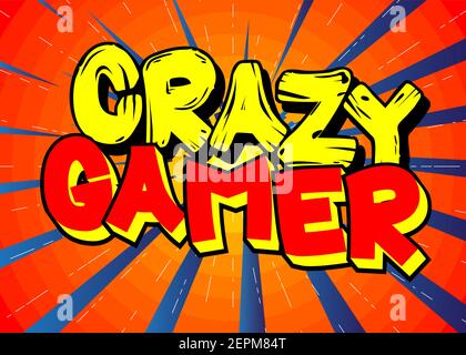 Pc or Console gaming, Gamer related words, quote on Comic book style background. Poster, banner, template. Cartoon explosion expression. Vector illust Stock Vector
