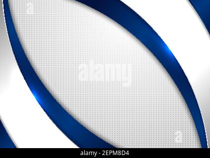 Abstract template blue and gray curve shape on white background with square pattern. Technology concept. Vector illustration Stock Vector