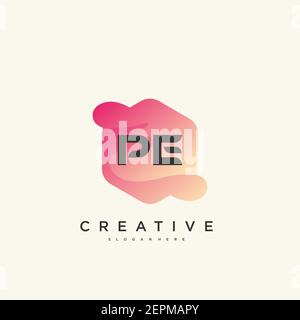 PE Initial Letter Colorful logo icon design template elements Vector Stock Vector