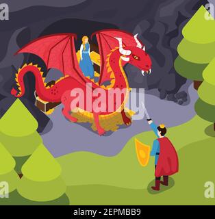 Dragon, Prince and Princess with background Stock Vector Image & Art ...