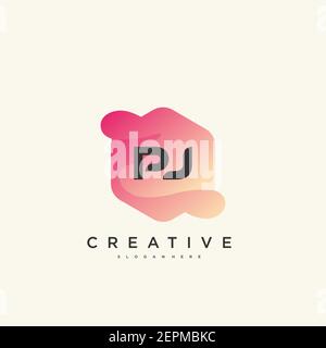 PJ Initial Letter Colorful logo icon design template elements Vector Stock Vector
