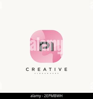 PI Initial Letter Colorful logo icon design template elements Vector Stock Vector