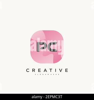 PC Initial Letter Colorful logo icon design template elements Vector Stock Vector