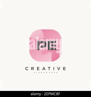 PE Initial Letter Colorful logo icon design template elements Vector Stock Vector