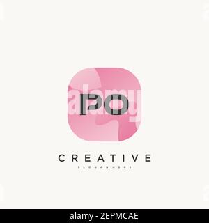PO Initial Letter Colorful logo icon design template elements Vector Stock Vector