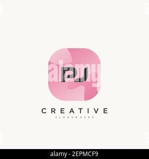 PJ Initial Letter Colorful logo icon design template elements Vector Stock Vector