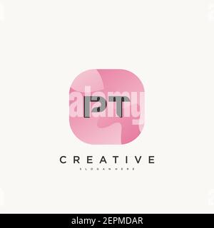 PT Initial Letter Colorful logo icon design template elements Vector Stock Vector