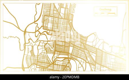 Geelong Australia City Map in Retro Style in Golden Color. Outline Map. Vector Illustration. Stock Vector